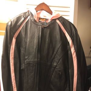 A leather women motorcycle jacket